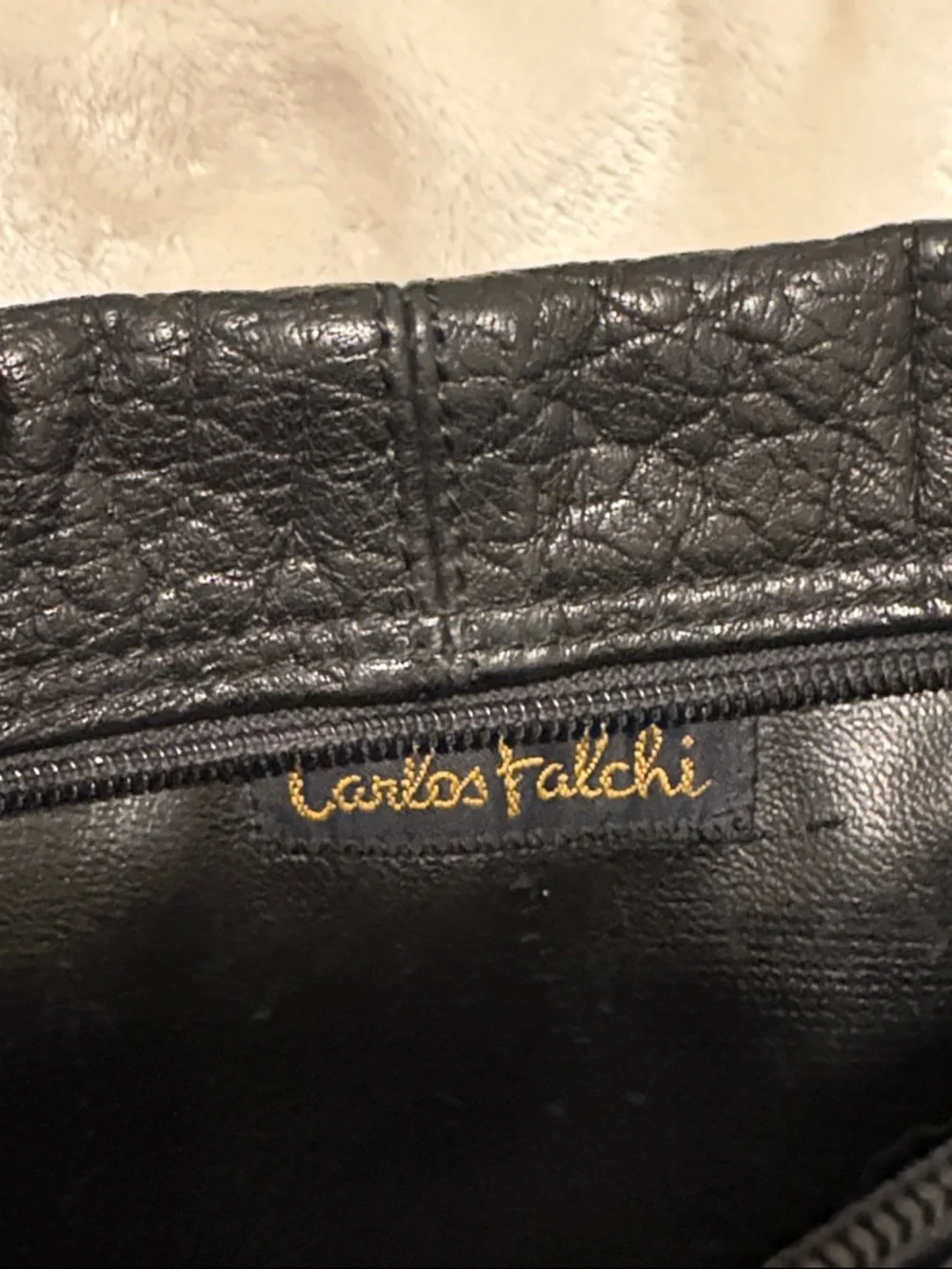 Carlos Falchi Black Leather Western Saddle Crossbody Bag – Flap + Back Pocket